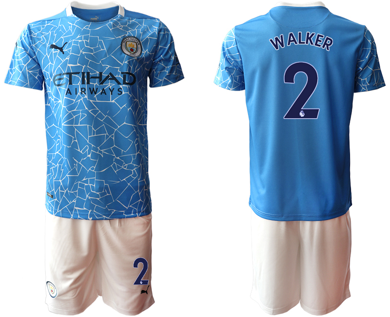 Men 2020-2021 club Manchester City home #2 blue Soccer Jerseys->customized soccer jersey->Custom Jersey